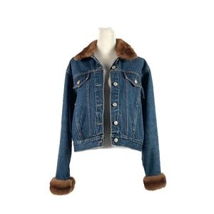 Real Mink Fur Denim Jacket, Size S, Skirting Around, New Canaan, Ct